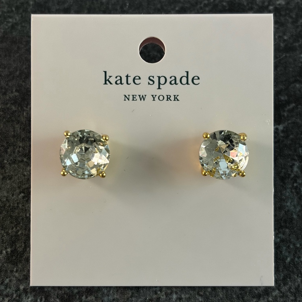 KATE SPADE NWT Clear Gold Gumdrop Stud Earrings 10mm